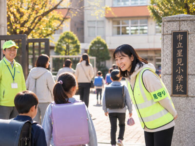 子どもの登下校時間帯に見守り活動を実施します